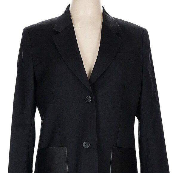 NWT The Kooples Black Two-Button Leather-Pocket Versatile Blazer Size 40 - Picture 2 of 11